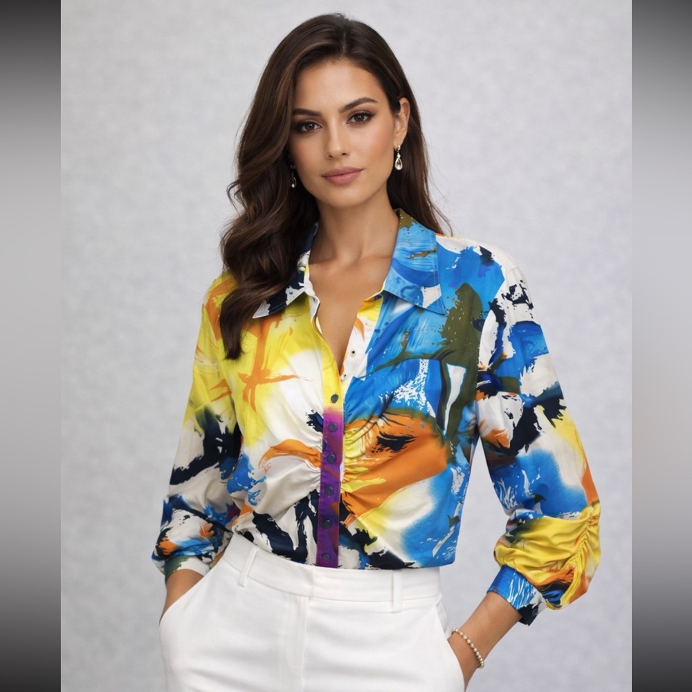 Finley Womens Size XLarge Multi Color Long Sleeve Top
